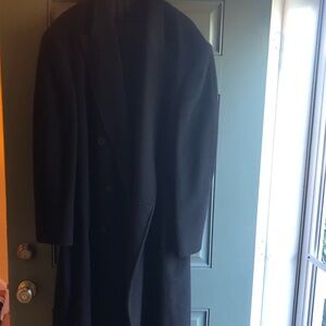 Black men's overcoat, I was 250 pounds, and 54" across the shoulders & 6'2